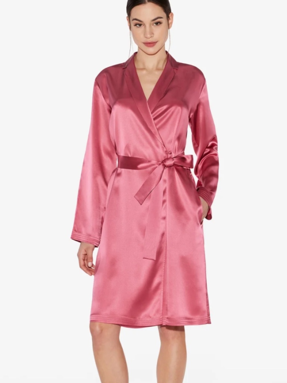 LA PERLA 100% Silk Short Wrap Robe in Pink Lipstick / Berry - Excellent Conditio